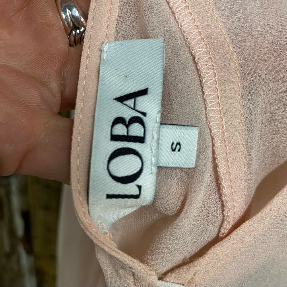 LOBA sheer Pink Midi Dress April Pastel Pink puff sleeves lingerie Revolve S - Picture 15 of 15